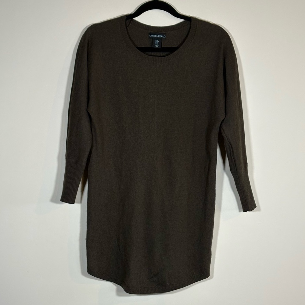 Cynthia Rowley Merino Wool Sweater Tunic in Dark Moss Green Size L